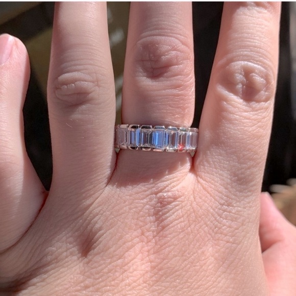 EMERALD CUT ETERNITY BAND - Picture 7 of 10